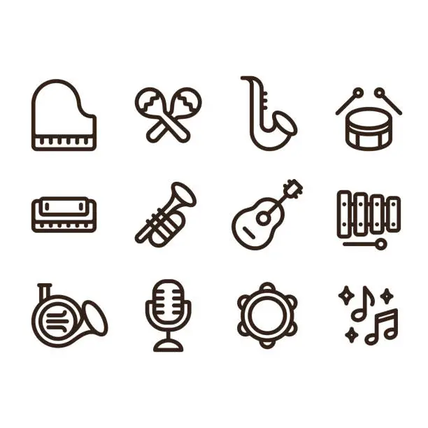 Vector illustration of Jazz music instruments icons