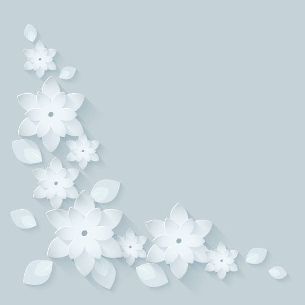 istock Paper flower background. Vector origami illustration with flowers in left corner 921437862