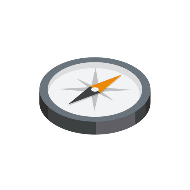 ilustraciones, imágenes clip art, dibujos animados e iconos de stock de icono isométrica 3d brújula - compass
