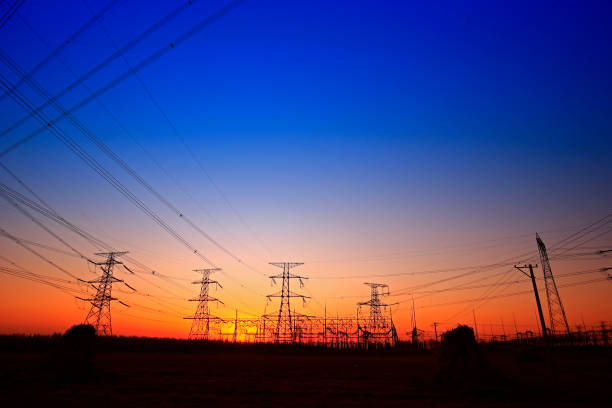 istock Sunset silhouette of pylon 921459488