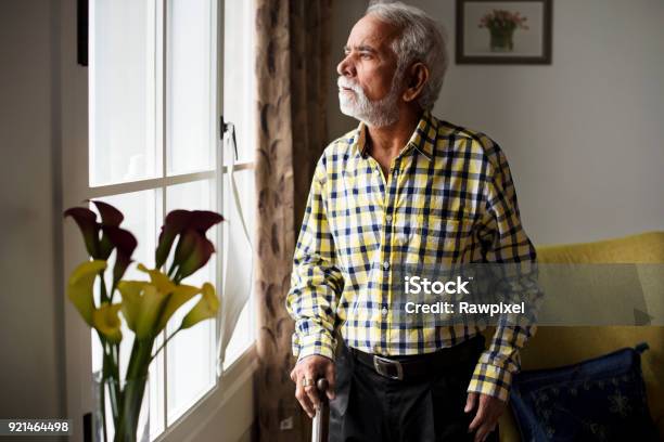 An Elderly Indian Man At The Retirement House Stock Photo - Download Image Now - Senior Adult, Men, Indian Ethnicity