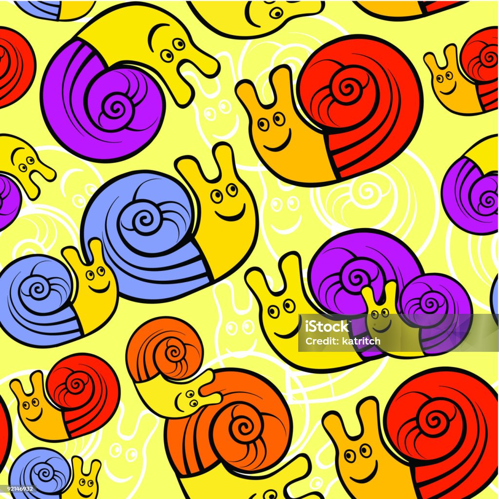 シームレスパターンに面白い巻貝 - お祝いのロイヤリティフリーベクトルアート