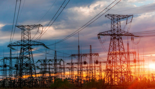 istock distribution electric substation with power lines and transformers 921469414