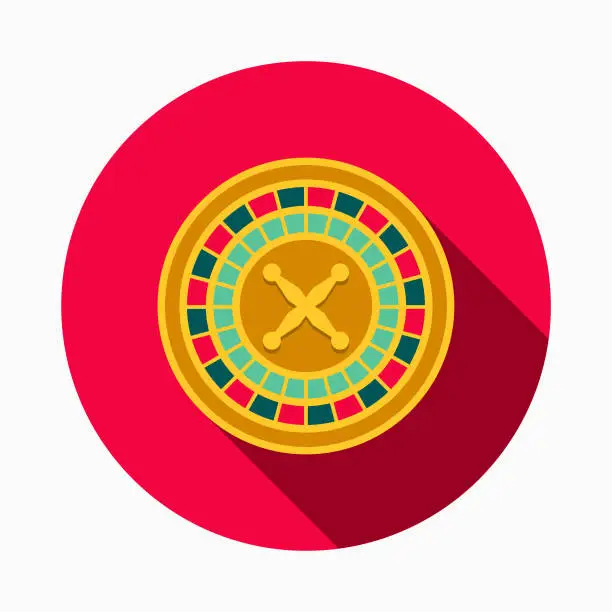 Vector illustration of Roulette Flat Design Casino Icon with Side Shadow