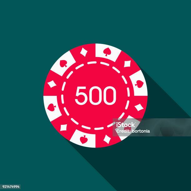 Gambling Chip Flat Design Casino Icon With Side Shadow Stock Illustration - Download Image Now