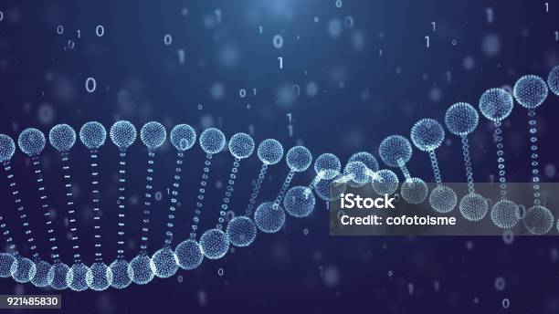 ブルーの Dna スピン未来デジタル背景科学技術バック グラウンドを抽象化 - DNAのストックフォトや画像を多数ご用意 - DNA, 3D, イラストレーション