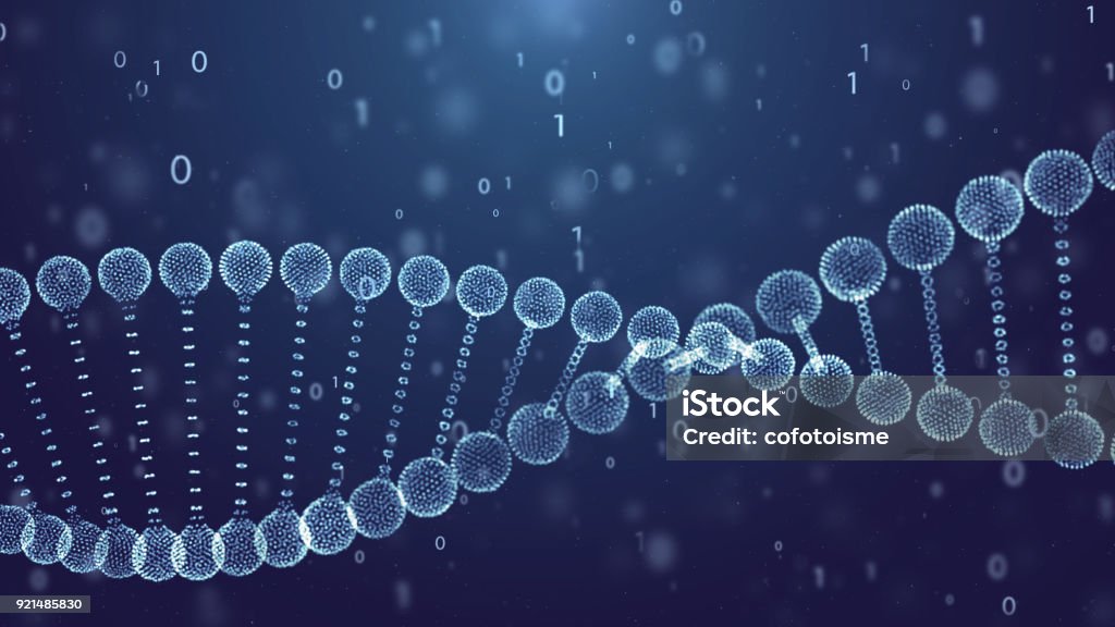 Blue DNA Spin Futuristic digital background,Abstract background for Science and technology DNA Stock Photo