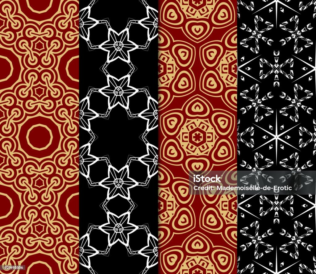 Pattern Line Mono Vector Seamless Patterns Set In Trendy Mono Line Style Geometric ...
