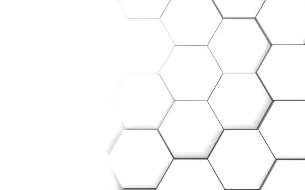 Abstract hexagonal futuristic white surface background. 3d illustration