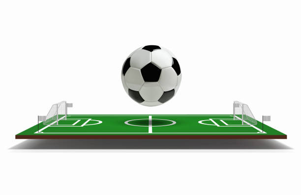 футбол или футбольное поле вектор 3d с футбольным мячом. зеленое футбольное поле. стадион "вектор" - american football stadium stock illustrations