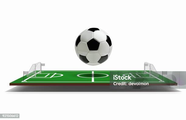 Soccer Or Football Field Vector 3d With Football Ball Green Soccer Field Game Vector Stadium Stock Illustration - Download Image Now