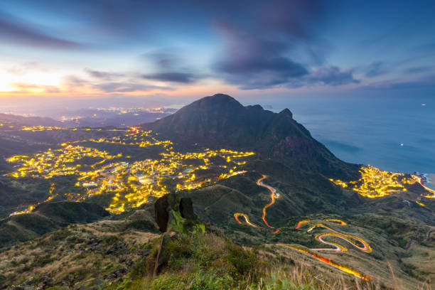 istock Jiufen, Taiwan hillside roads at twilight. 921518884