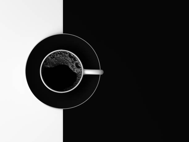 Black coffee with copy space for your text on black and white background
