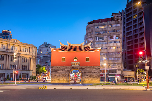 the north gate of old taipei city. the chinese words on it means \