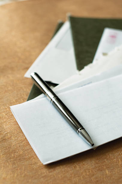 pen and papers stock photo
