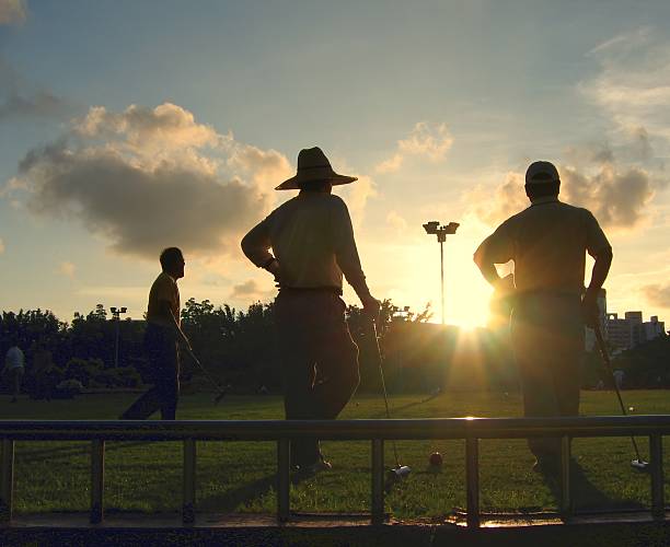 Silhouette of Croquet Players stock photo