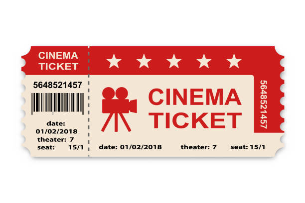 illustrazioni stock, clip art, cartoni animati e icone di tendenza di biglietto del cinema isolato su sfondo bianco. - ticket movie theater movie movie ticket