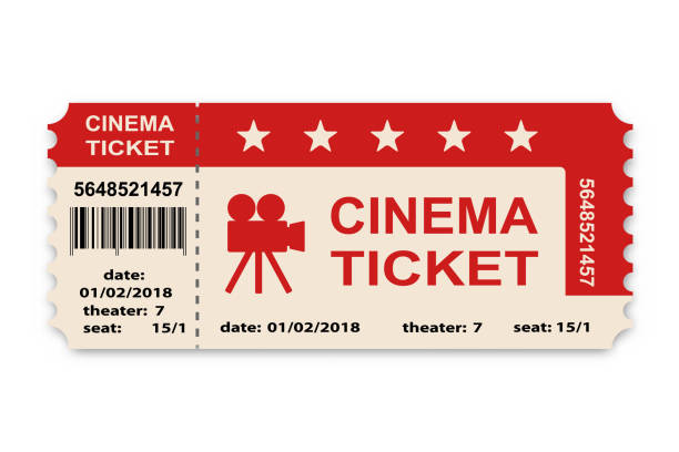 Cinema ticket isolated on white background. Cinema ticket isolated on white background. Vector illustration. cinema ticket stock illustrations