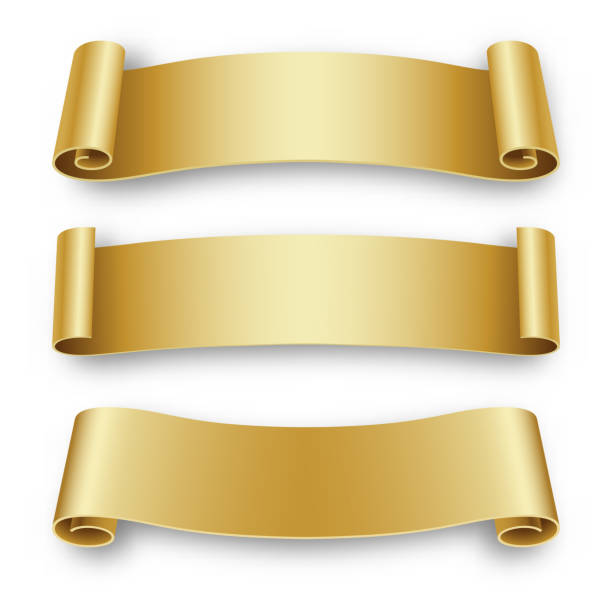 istock Three Holiday golden Ribbons for Birthday, Christmas 921532582