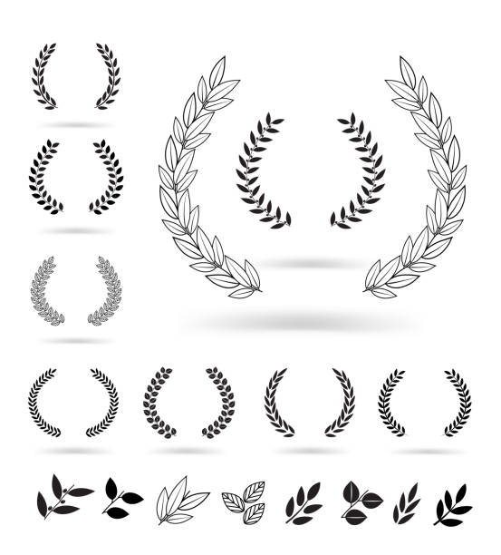 Set of black laurel wreaths isolated on white background. Vector illustration ready and simple to use for your design. EPS10. laurel wreath illustrations stock illustrations