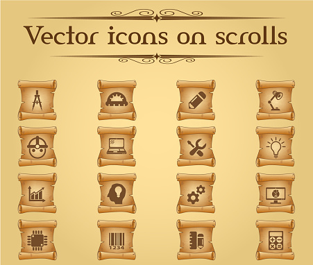 engineering vector icons on scrolls for your creative ideas
