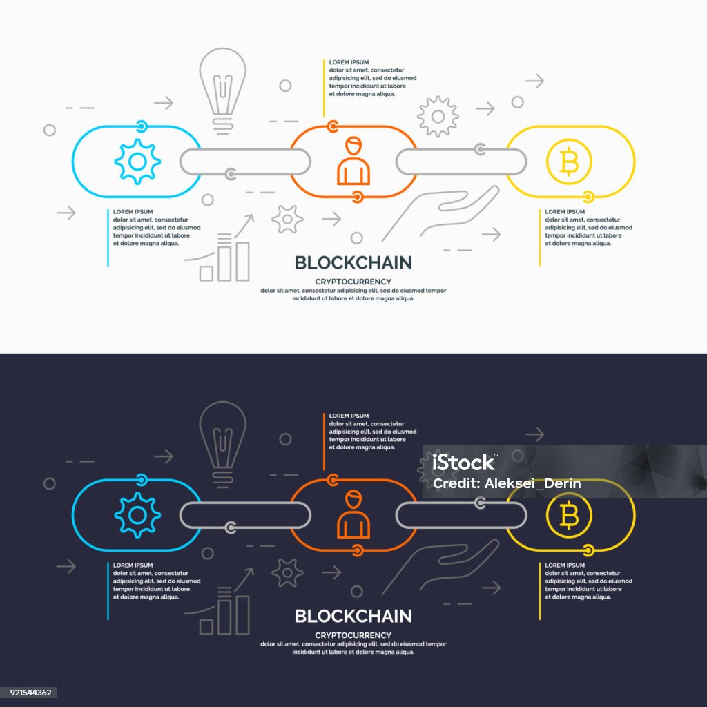Blockchain technology and cryptocurrency Blockchain technology and cryptocurrency. Vector flat illustration Infographic stock vector