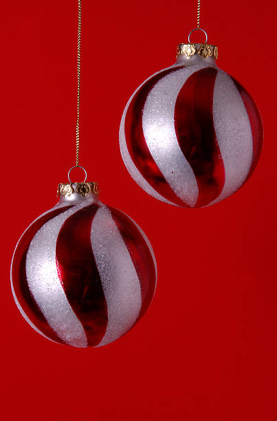 Christmas balls on red stock photo