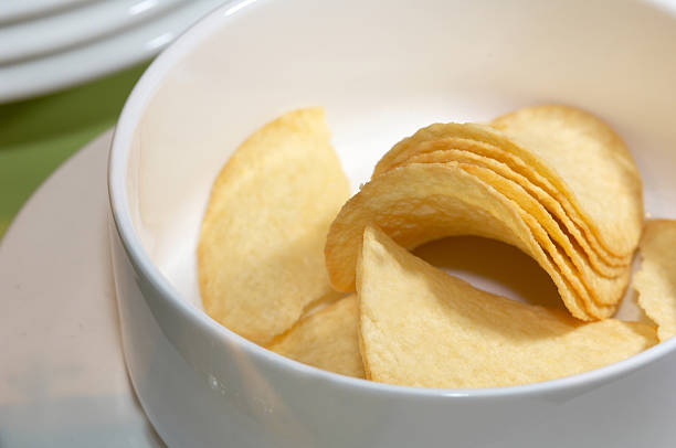 chips in a dish stock photo