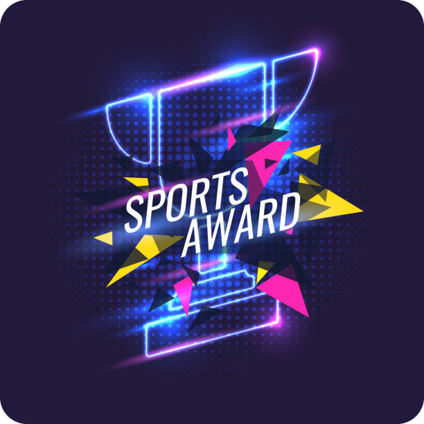 ilustrações de stock, clip art, desenhos animados e ícones de neon champions cup. sports trophy, a prize to the winner - competitive sport flash