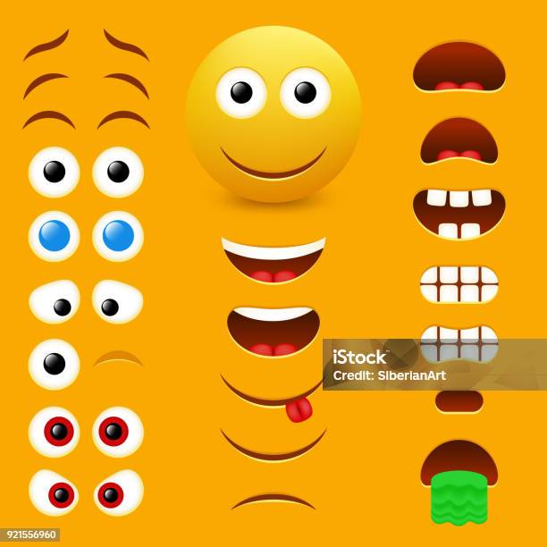 Emoji Creator Vector Design Collection Stock Illustration - Download Image Now - Emoticon, Three Dimensional, Anthropomorphic Smiley Face