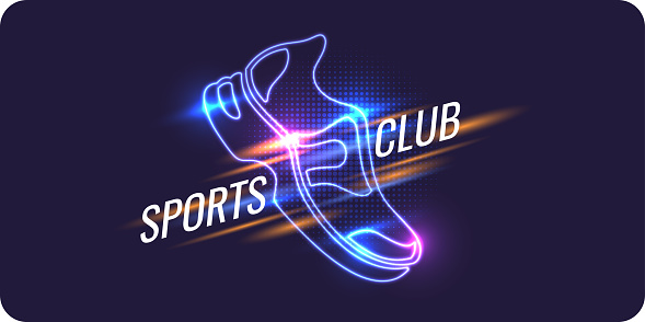 Modern neon poster for sports. Vector illustration