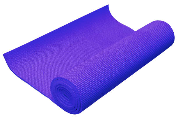 istock Blue yoga mat isolated on white background with clipping path. 921560368