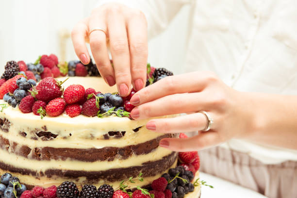 istock Cake with berries, decorate, wedding concept 921560538