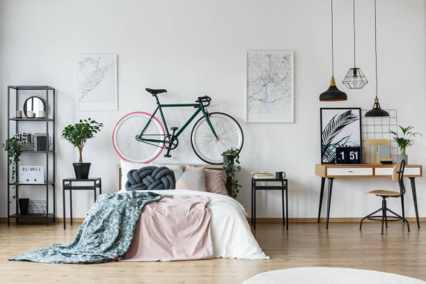 istock Bicycle and cushion in bedroom 921560656