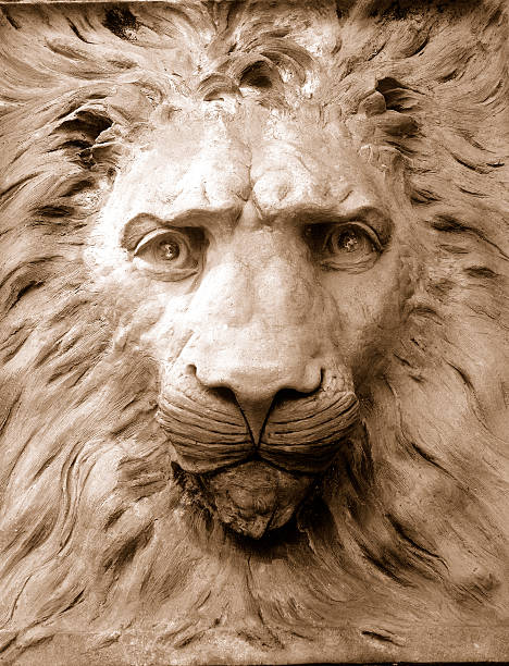 Lion's Head escultura de sépia - foto de acervo