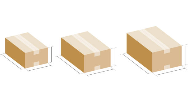 Size of cardboard box Cardboard box polystyrene box stock illustrations