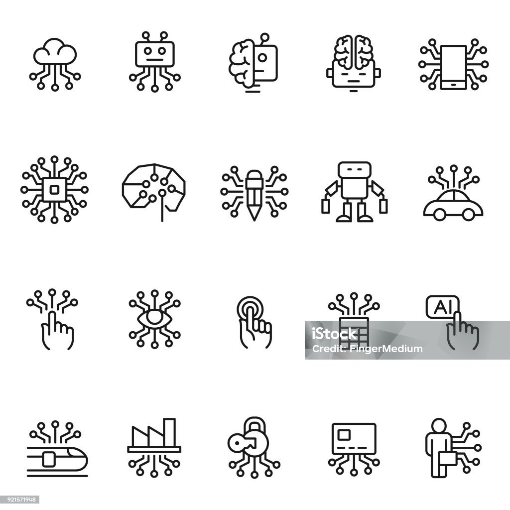 Artificial intelligence icon set Technology stock vector