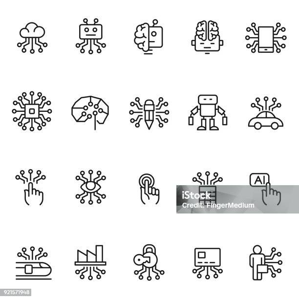 Artificial Intelligence Icon Set Stock Illustration - Download Image Now - Technology, Artificial Intelligence, Robot