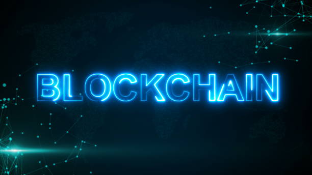 istock Blockchain with hologram businessman concept 921577654
