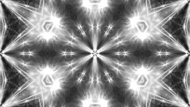 caleidoscopio bianco astratto. rendering 3d sfondo digitale - kaleidoscope women mirrored pattern mirror foto e immagini stock