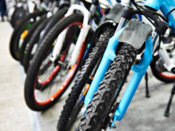 istock Modern mountain bikes in sports shop 921584866