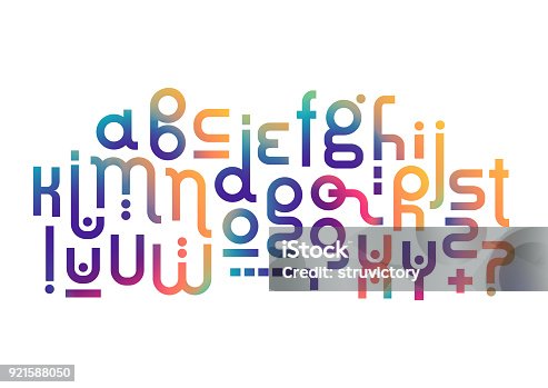 istock Vector lowercase modern alphabet. Rounded fluid gradient font for logotype creation. 921588050