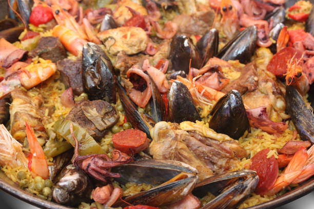 istock Paella with seafood and meats 921590752