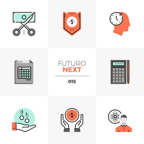 Company Budget Futuro Next Icons vector art illustration