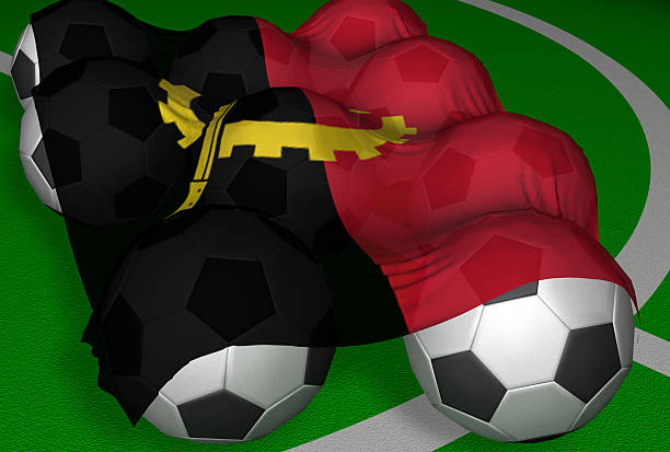 istock 3D-rendering Angola flag and soccer-balls 92159363