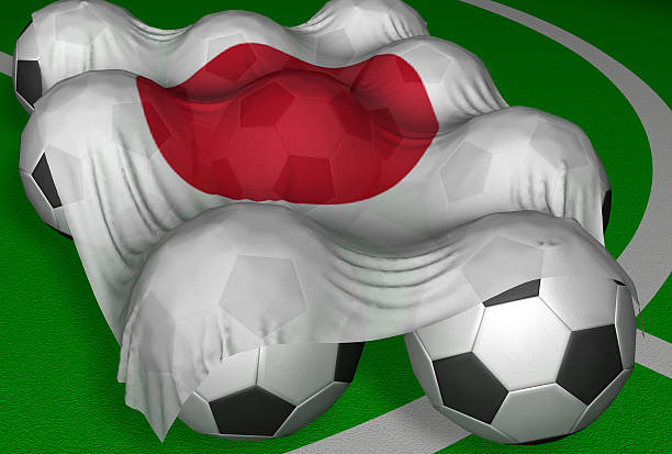 istock 3D-rendering Japan flag and soccer-balls 92159383