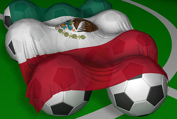 istock 3D-rendering Mexico flag and soccer-balls 92159384