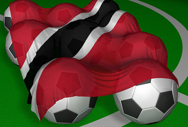 istock 3D-render Trinidad  Tobago flag and soccer-balls 92159391