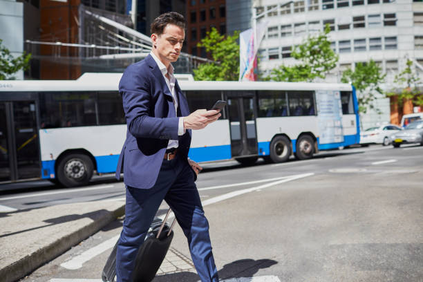 istock Business man commuting with a smart phone. 921609116