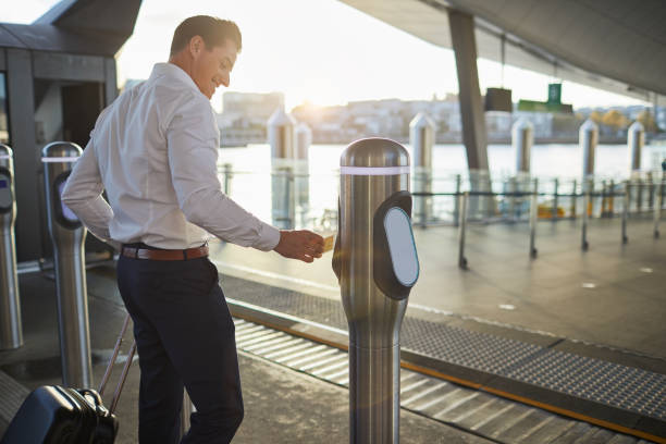 Boarding a ferry in Sydney Harbour.